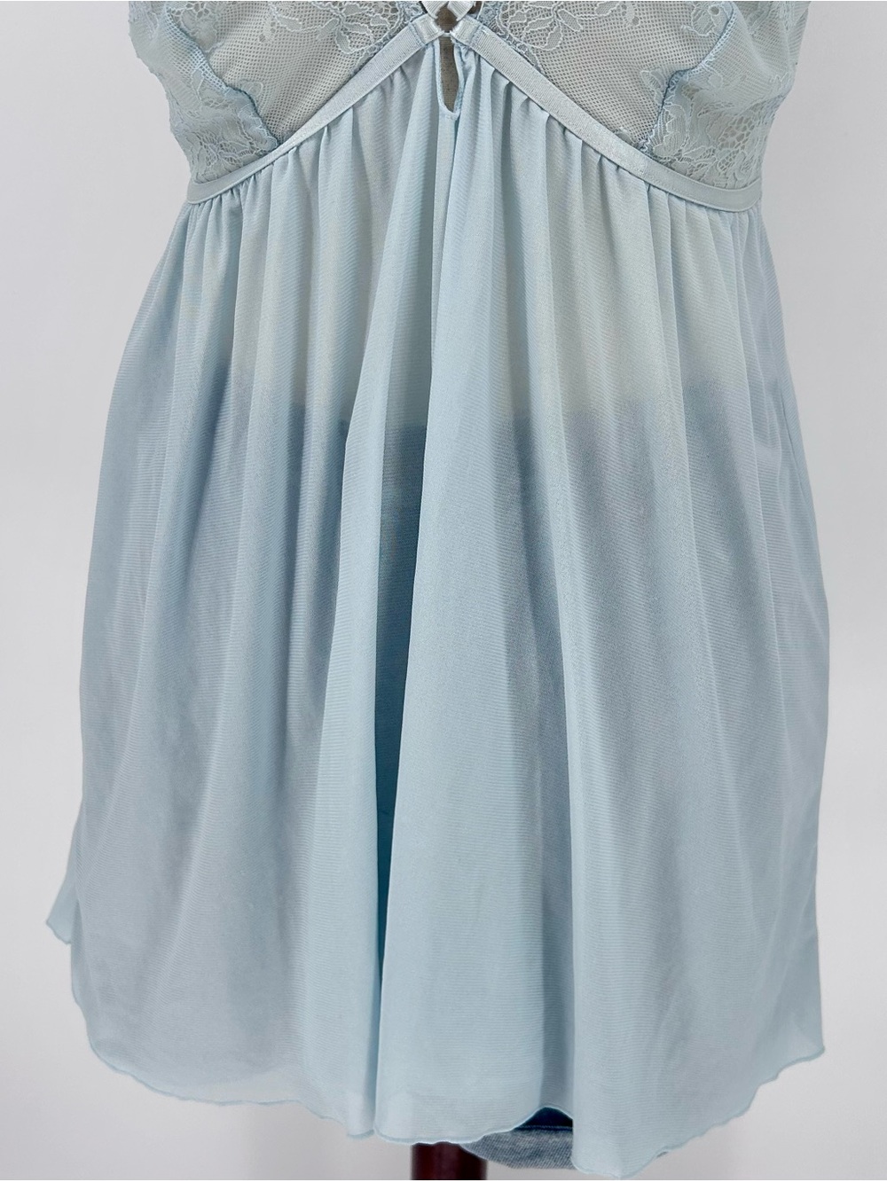 Y2K Blue Lace Babydoll Lingerie Slip Dress Tank Fairy Coquette Top - Picture 3 of 9